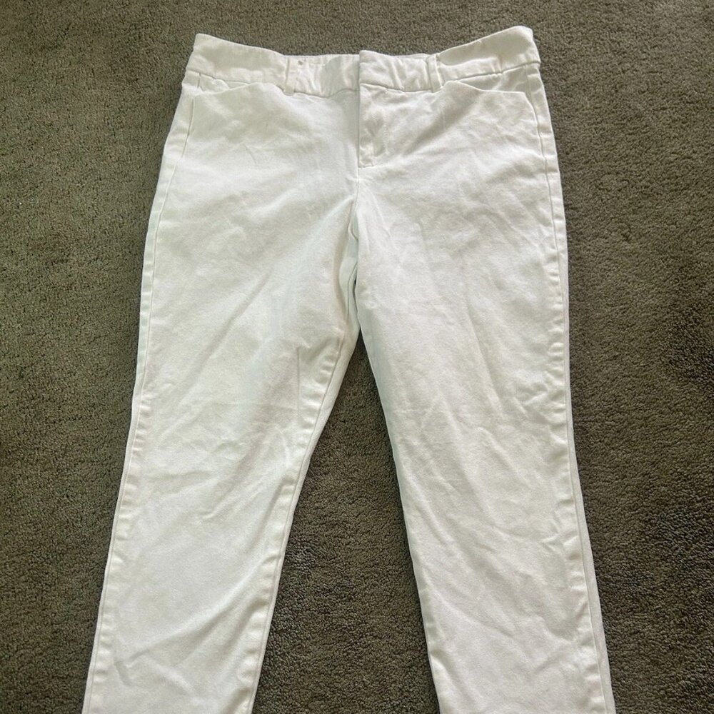 size 14 mid rise ankle chino trousers pixie pant in white